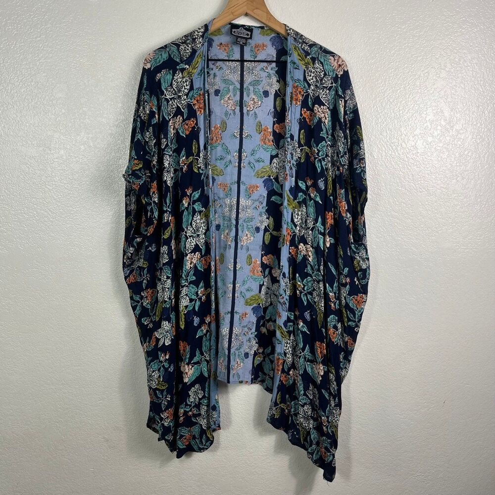 Angie Boho Floral Kimono Open Front Cardigan size medium Rayon